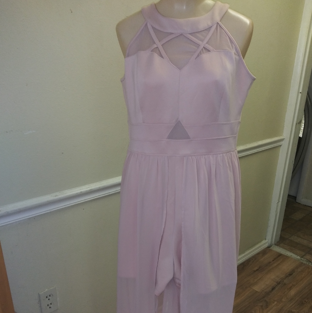 Carnation Romper with sheer bottom